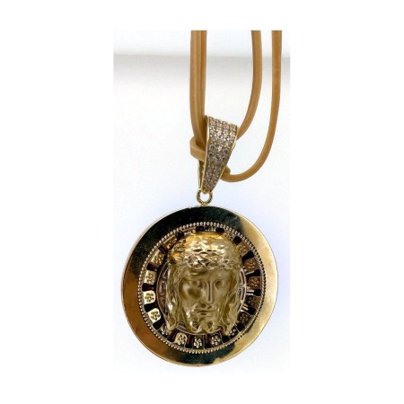 Medalla cristo circular de oro 18k 2